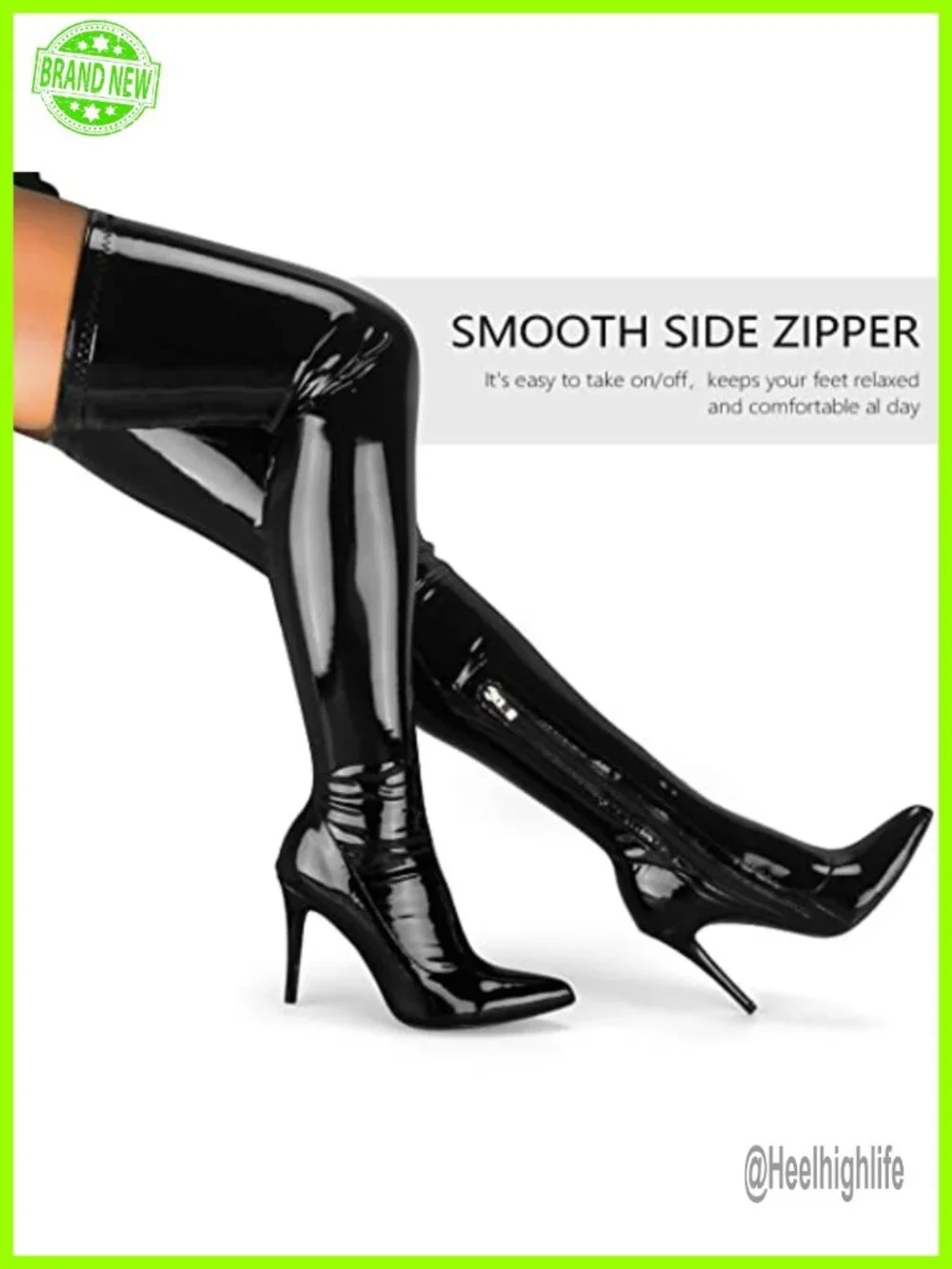 Women's Thigh High Boots Pointy Toe Stiletto Heel Side Zip Over the Knee